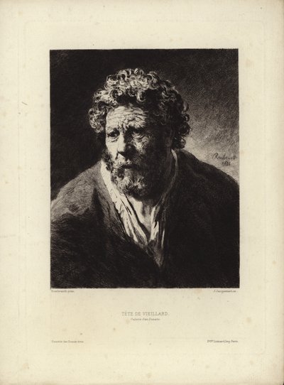 Tete de Viellard od Rembrandta Harmenszoona van Rijn. Rytina Jules Jacquemart, 1877 od Rembrandt van Rijn
