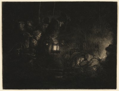 Klanění pastýřů: Noční kousek od Rembrandt van Rijn