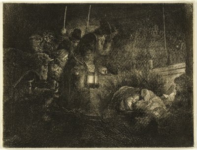 Klanění pastýřů: Noční kousek od Rembrandt van Rijn