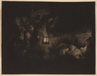 Klanění pastýřů: noční scéna od Rembrandt van Rijn