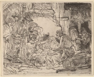 Klanění pastýřů: s lampou od Rembrandt van Rijn
