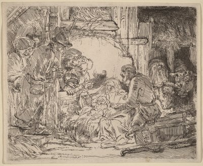 Klanění pastýřů: s lampou od Rembrandt van Rijn