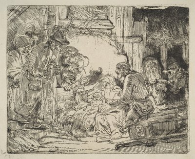 Klanění pastýřů, s lampou, ca. 1654. od Rembrandt van Rijn