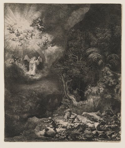 Anděl, který se zjevil pastýřům od Rembrandt van Rijn