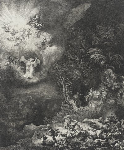 Anděl zjevuje se pastýřům, 1634 od Rembrandt van Rijn