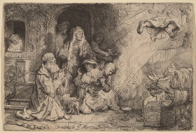 Anděl opouštějící rodinu Tobiáše od Rembrandt van Rijn