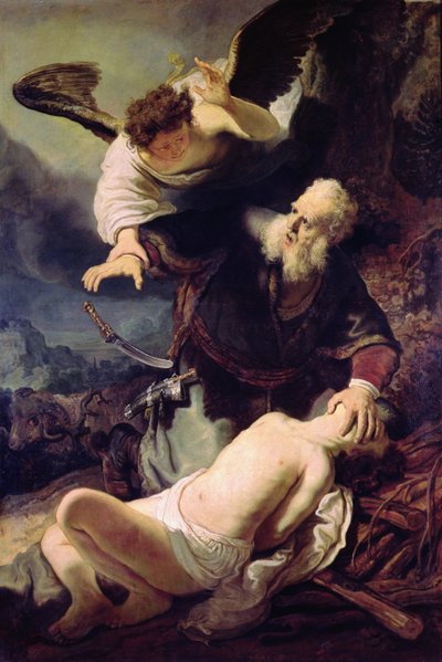 Anděl, který brání Abrahamovi obětovat Izáka, 1636 od Rembrandt van Rijn