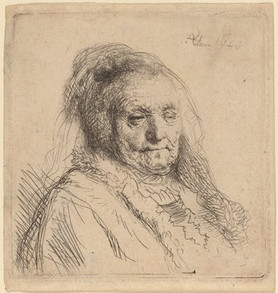 Umělcova matka, hlava a poprsí od Rembrandt van Rijn