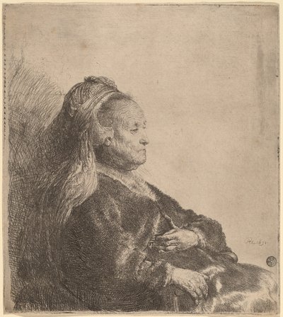 Umělcova matka sedí v orientální čelence od Rembrandt van Rijn
