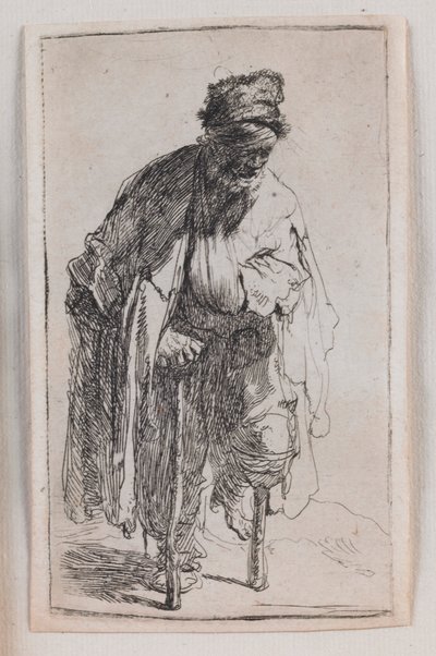 Žebrák s dřevěnou nohou od Rembrandt van Rijn