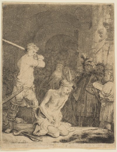 Stětí Jana Křtitele. od Rembrandt van Rijn