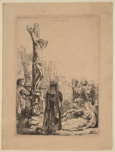 Ukřižování: malý talíř od Rembrandt van Rijn