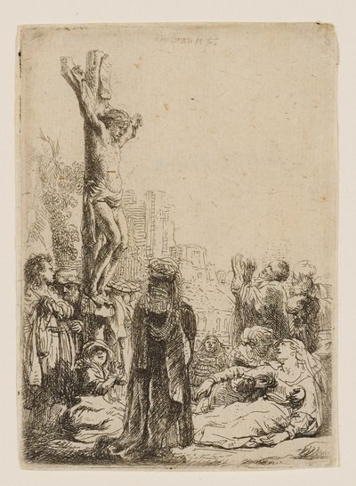 Ukřižování: malý talíř od Rembrandt van Rijn