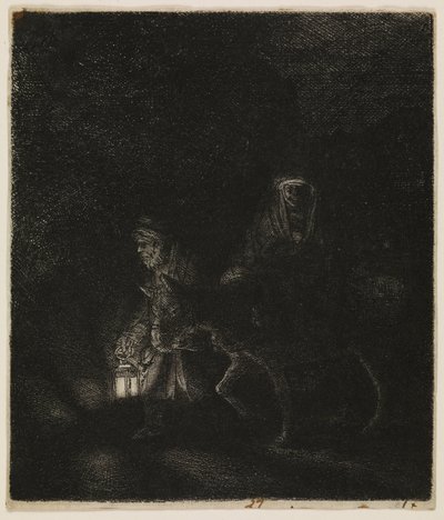 Útěk do Egypta (noční scéna) od Rembrandt van Rijn
