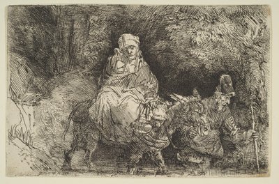 The Flight into Egypt: Crossing a Brook, 1654. od Rembrandt van Rijn