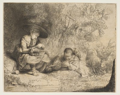 Hráč na flétnu, 1642. od Rembrandt van Rijn