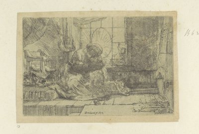 Svatá rodina s kočkou a hadem od Rembrandt van Rijn