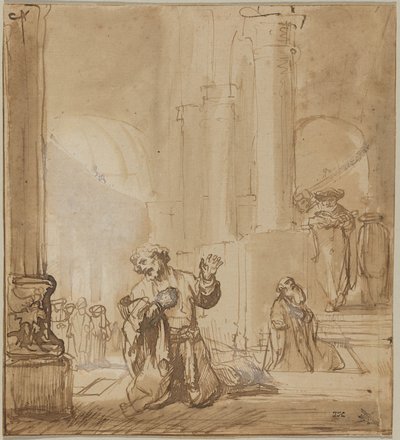 Podobenství o celníkovi a farizeji od Rembrandt van Rijn