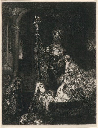 Prezentace v chrámu temným způsobem od Rembrandt van Rijn