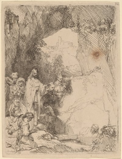 Vzkříšení Lazara: Malý talíř od Rembrandt van Rijn