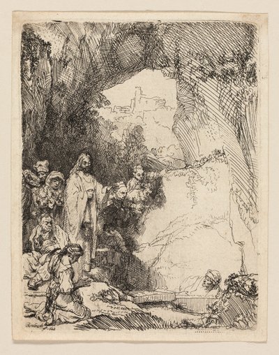 Vzkříšení Lazara: Malý talíř od Rembrandt van Rijn
