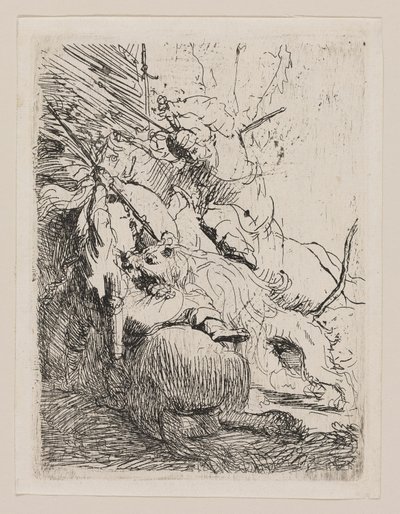 Lov malého lva (s jedním lvem) od Rembrandt van Rijn