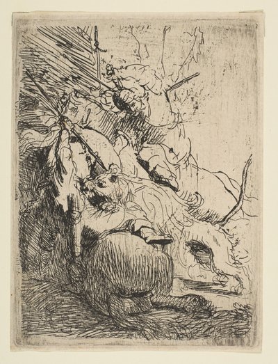Lov malého lva s jedním lvem, ca. 1629. od Rembrandt van Rijn