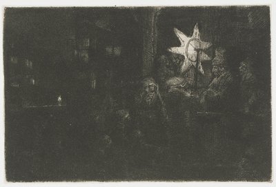 Hvězda králů: noční kousek od Rembrandt van Rijn