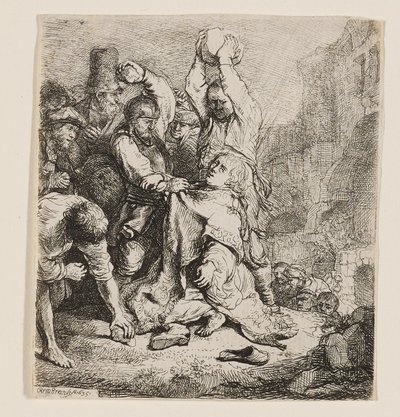 Ukamenování svatého Štěpána od Rembrandt van Rijn