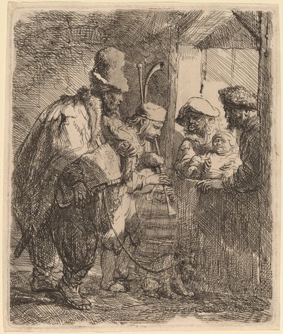 Strolling Musicians od Rembrandt van Rijn