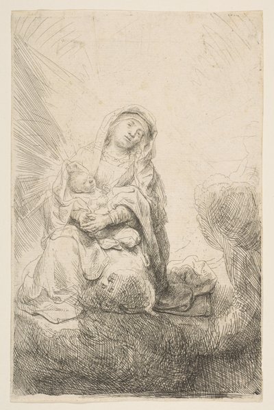 Panna a dítě v oblacích, 1641. od Rembrandt van Rijn