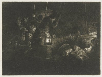 Klanění pastýřů: noční scéna od Rembrandt van Rijn