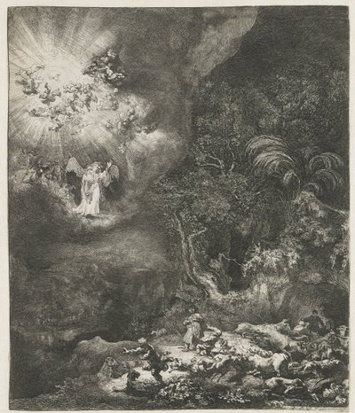 Anděl se zjevuje pastýřům od Rembrandt van Rijn