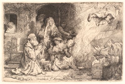 Anděl odcházející z Tobitovy rodiny od Rembrandt van Rijn