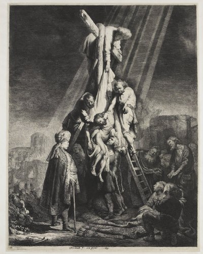 Sestup z kříže: druhá deska od Rembrandt van Rijn
