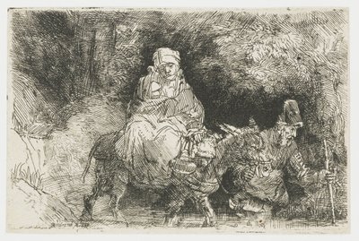 Let do Egypta přes potok od Rembrandt van Rijn