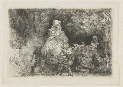 Let do Egypta přes potok od Rembrandt van Rijn