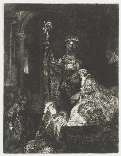 Prezentace v chrámu ve tmě od Rembrandt van Rijn