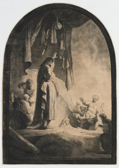 Povýšení Lazara: větší talíř od Rembrandt van Rijn