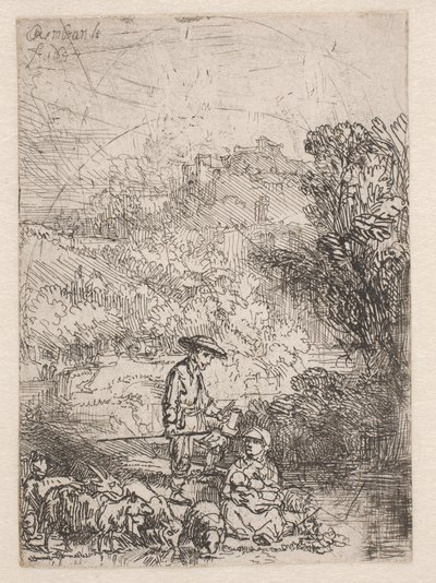 Pastýř a jeho rodina od Rembrandt van Rijn