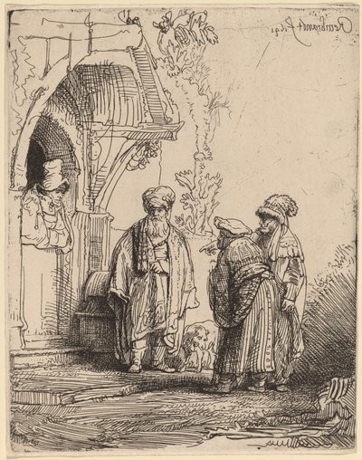 Tři orientální postavy (Jakob a Laban?) od Rembrandt van Rijn