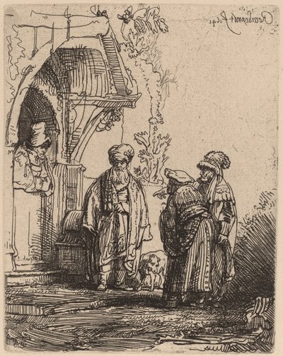 Tři orientální postavy (Jakob a Laban?) od Rembrandt van Rijn