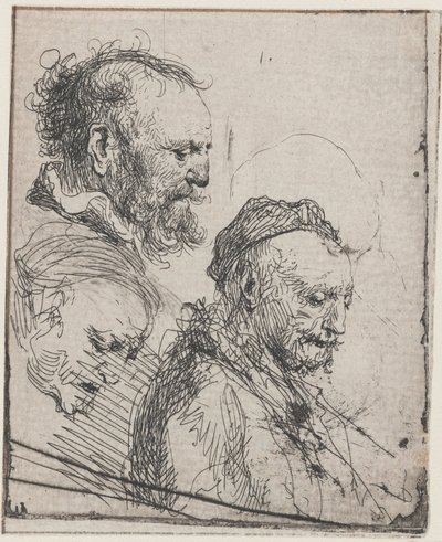 Tři studie hlav starých mužů od Rembrandt van Rijn