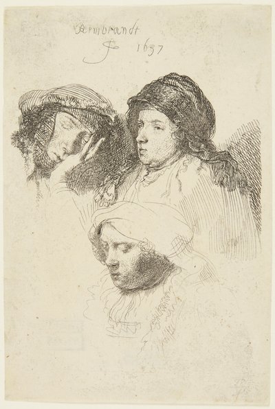 Tři ženské hlavy od Rembrandt van Rijn