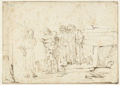 Tobias a anděl se loučí s Raguelem od Rembrandt van Rijn