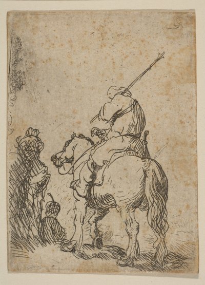 Voják s turbanem na koni, ca. 1629. od Rembrandt van Rijn