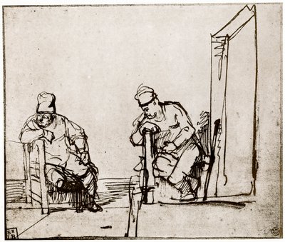 Dva muži sedící u dveří, 1913. od Rembrandt van Rijn