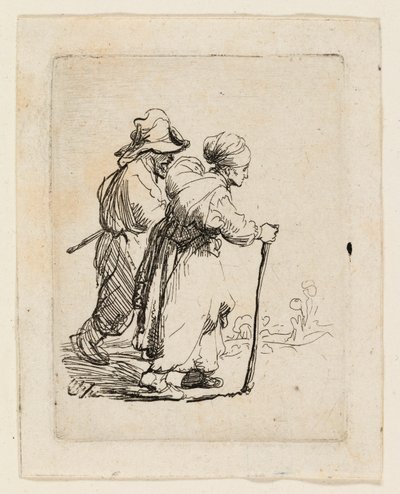 Dva trampové, muž a žena od Rembrandt van Rijn