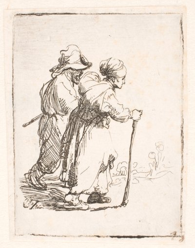 Dva trampové, muž a žena od Rembrandt van Rijn