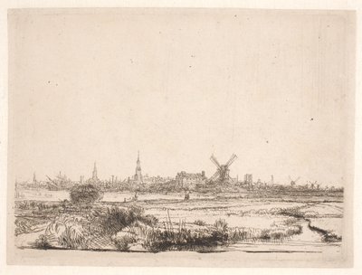 Pohled směrem na Amsterdam od Rembrandt van Rijn